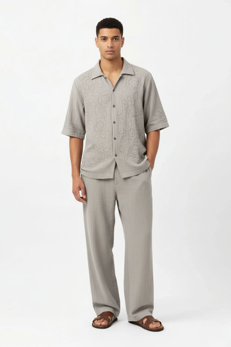 FLORIQUE GREY SET organic cotton gauze by Doodlage Men in grey color for men in Singapore