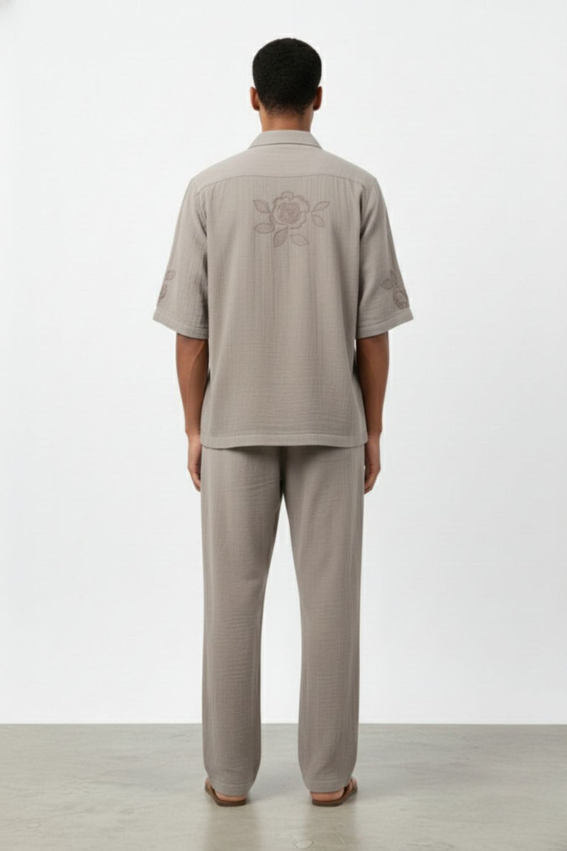 FLORIQUE GREY SET organic cotton gauze by Doodlage Men in grey color for men in Singapore