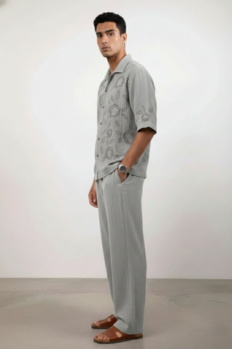 FLORIQUE GREY SET organic cotton gauze by Doodlage Men in grey color for men in Singapore