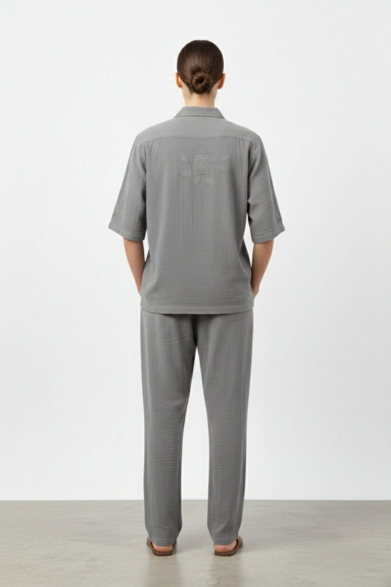 FLORIQUE GREY SET organic cotton gauze by Doodlage Men in grey color for men in Singapore