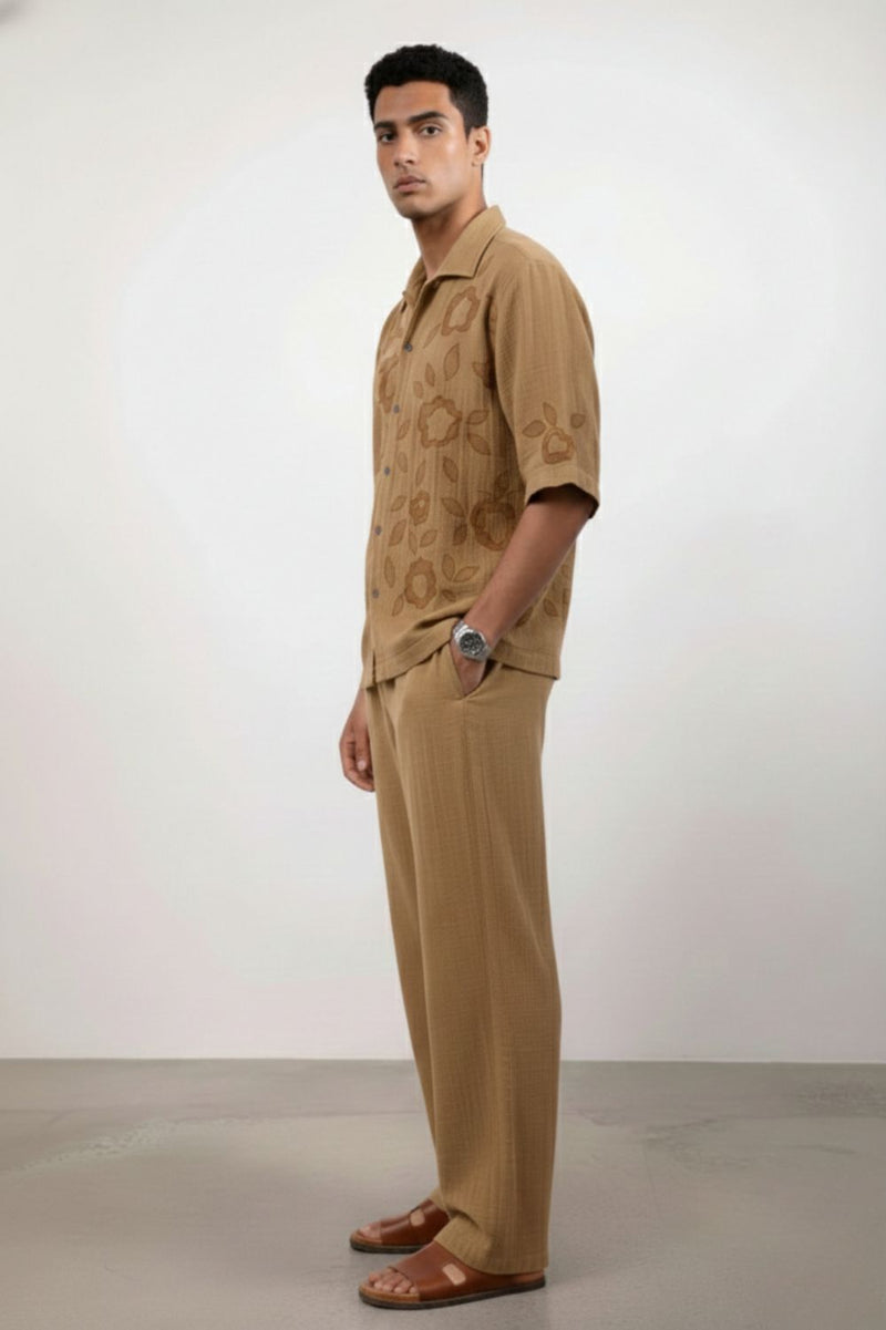 FLORIQUE BEIGE SET organic cotton gauze by Doodlage Men in beige color for men in Singapore