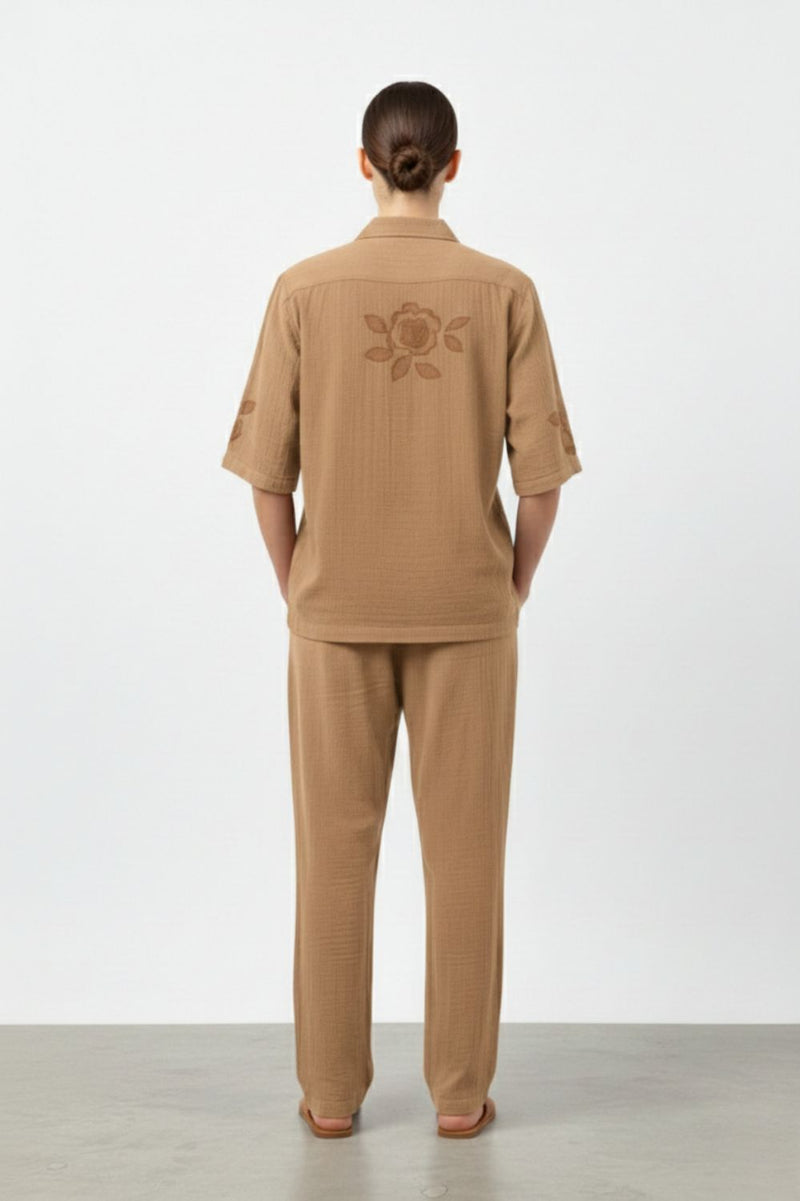 FLORIQUE BEIGE SET organic cotton gauze by Doodlage Men in beige color for men in Singapore