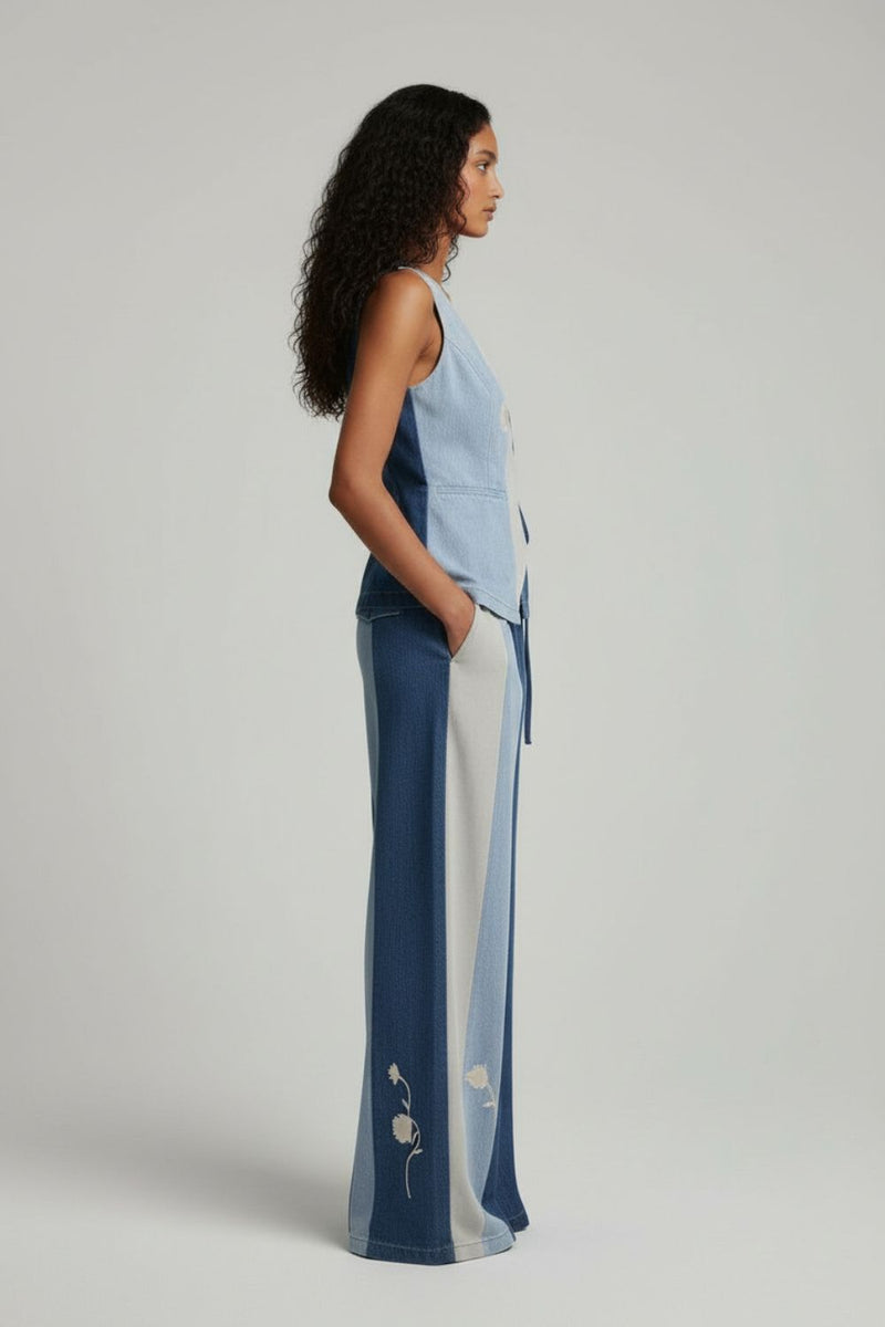 SYLVIA SET upcycled denim (cotton) by Doodlage in blue color for women in Singapore