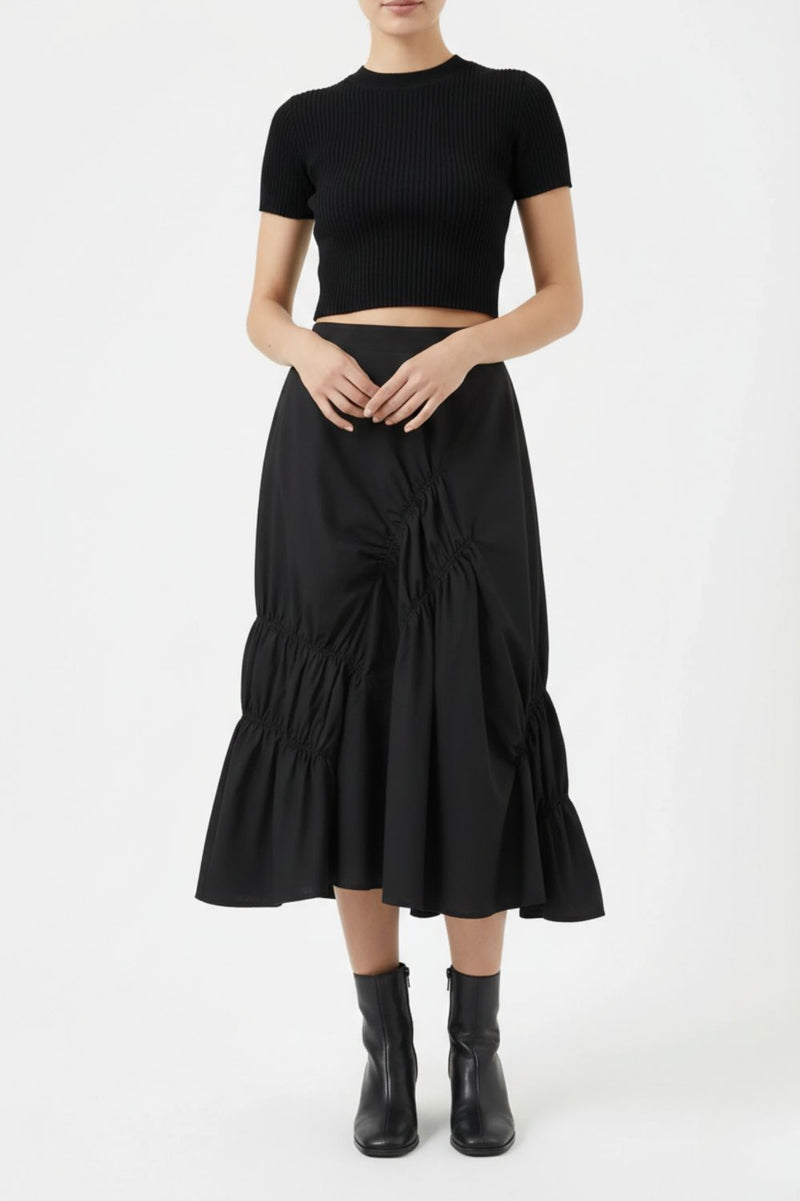 FERN BLACK SET poplin/linen by Doodlage in black color for women in Singapore