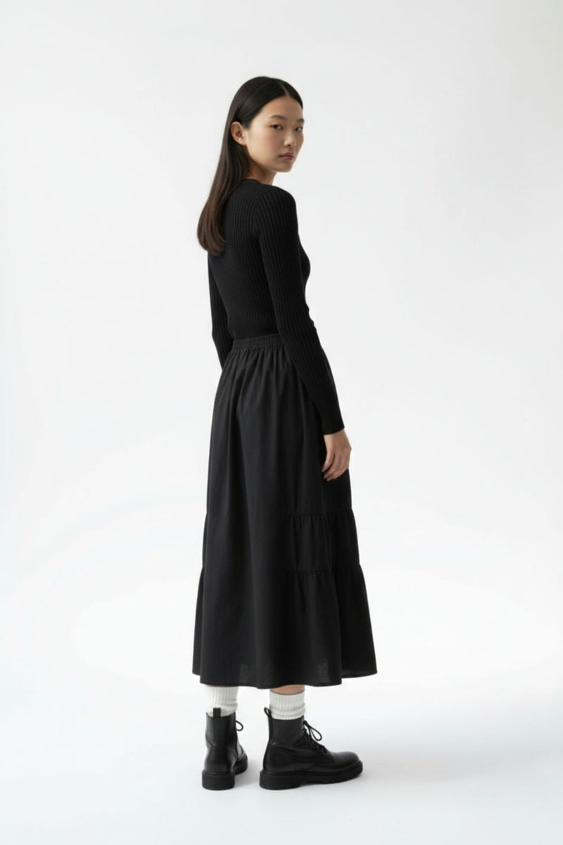 FERN BLACK SET poplin/linen by Doodlage in black color for women in Singapore