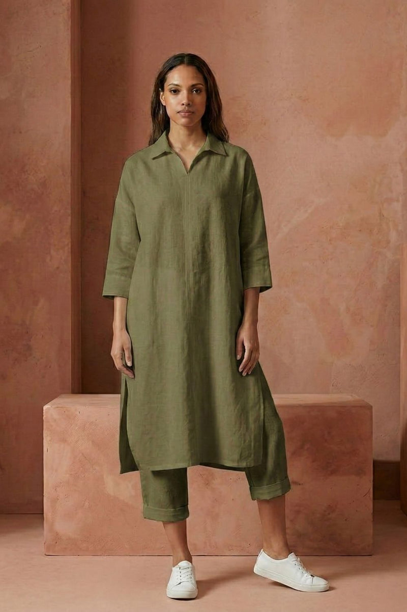 BLAKE OLIVE SET upcycled cotton by Doodlage in olive color for women in Singapore