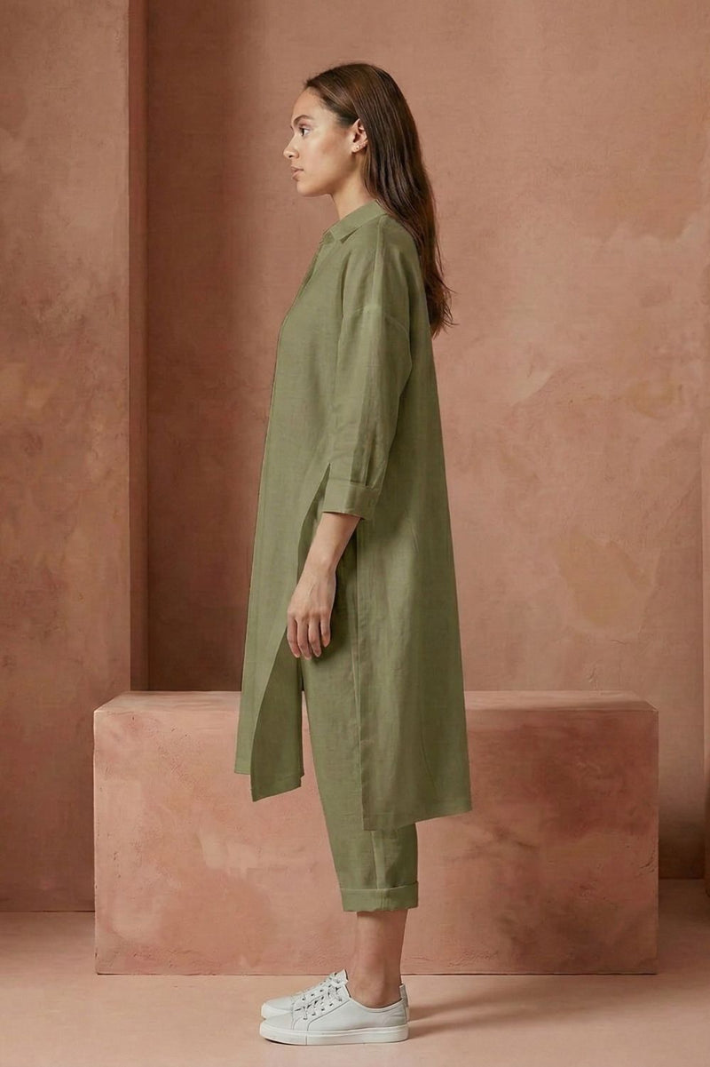 BLAKE OLIVE SET upcycled cotton by Doodlage in olive color for women in Singapore