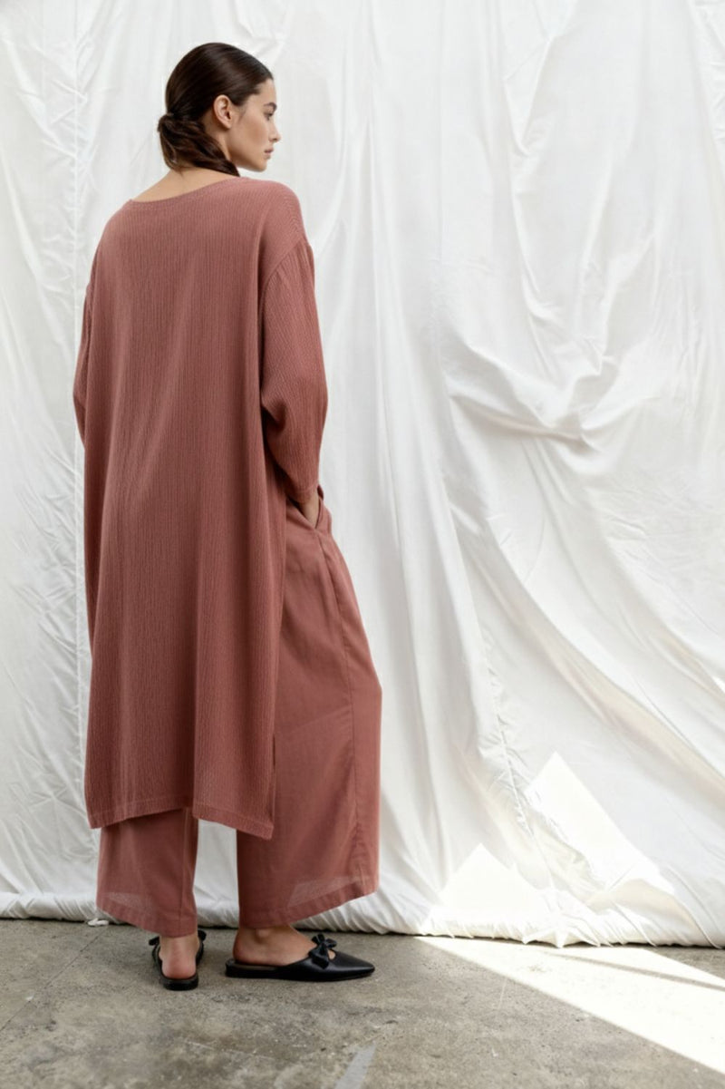 FRIDA PINK TUNIC bemberg muga silk by Doodlage in pink color for women in Singapore