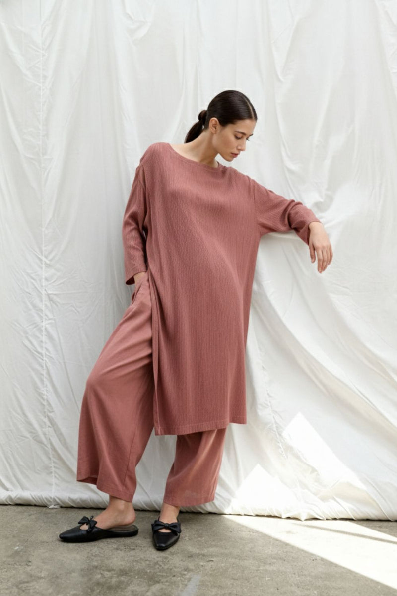 FRIDA PINK TUNIC bemberg muga silk by Doodlage in pink color for women in Singapore
