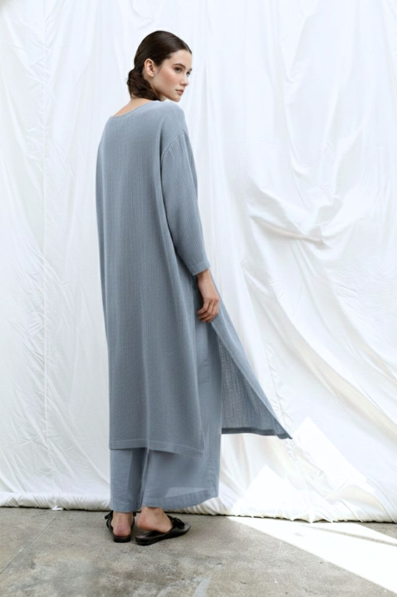 FRIDA PALE BLUE TUNIC bemberg muga silk by Doodlage in blue color for women in Singapore