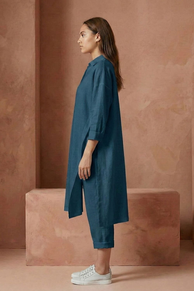 BLAKE TEAL TUNIC upcycled cotton by Doodlage in teal color for women in Singapore