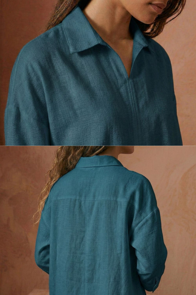 BLAKE TEAL TUNIC upcycled cotton by Doodlage in teal color for women in Singapore