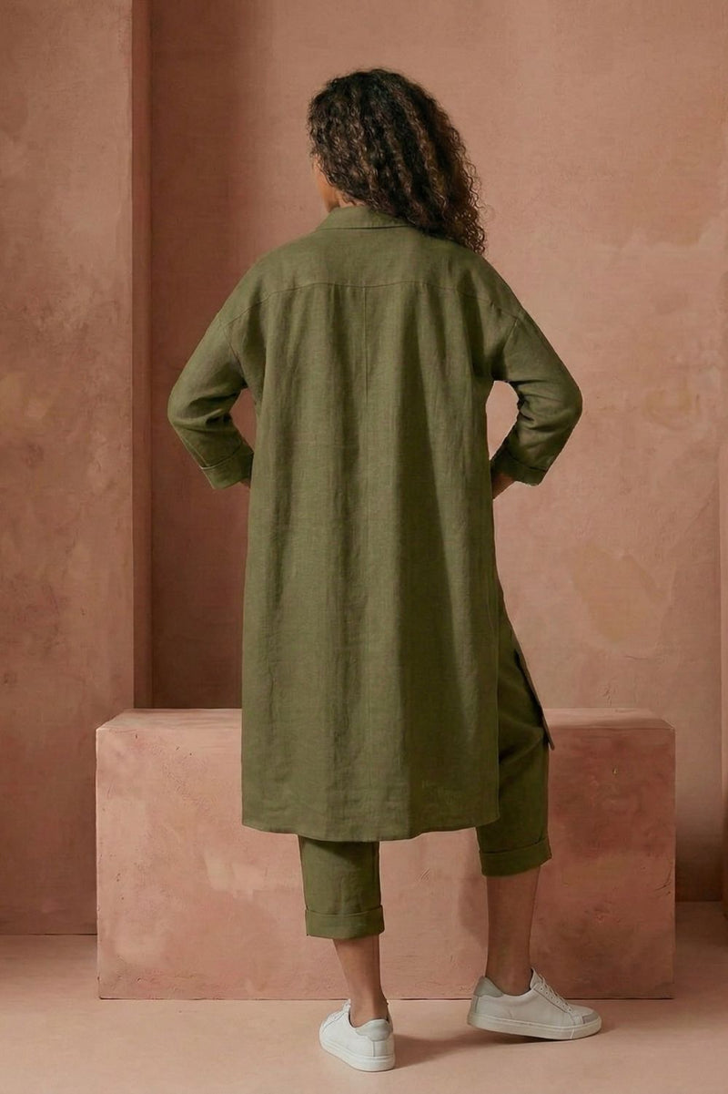 BLAKE OLIVE TUNIC upcycled cotton by Doodlage in olive color for women in Singapore