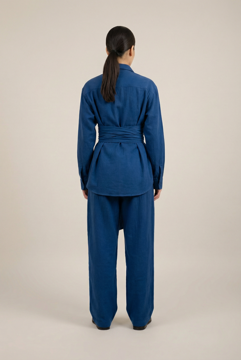 Kora Blue Top cotton by Doodlage in blue color for women in Singapore