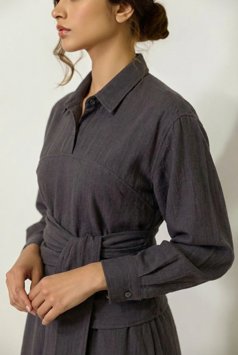 Kora Grey Top cotton by Doodlage in blue color for women in Singapore
