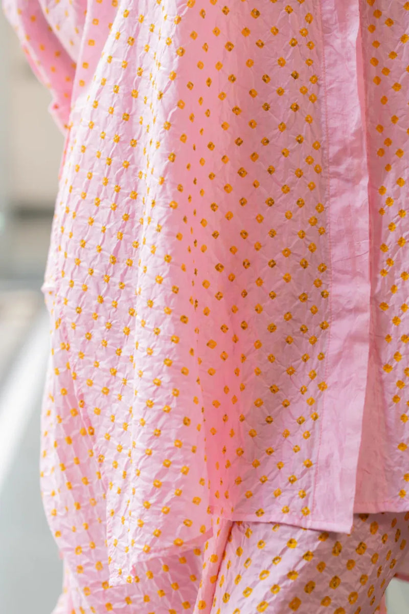DOTS STRING PANTS-PINK silk by Dyelogue in pink color for women in Singapore
