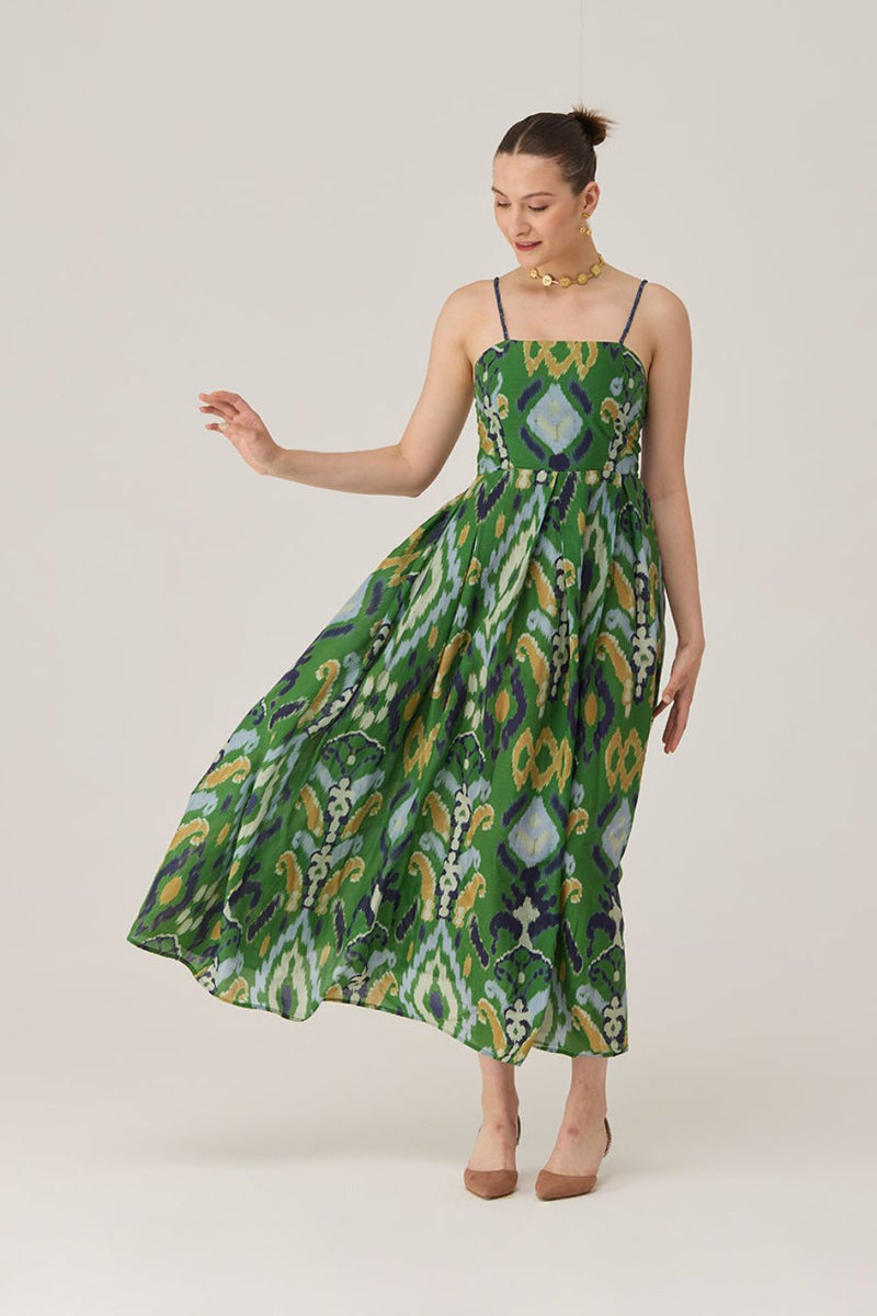 Empire Ikat Beaded Maxi Dress silk by World of SiSa for women in Singapore