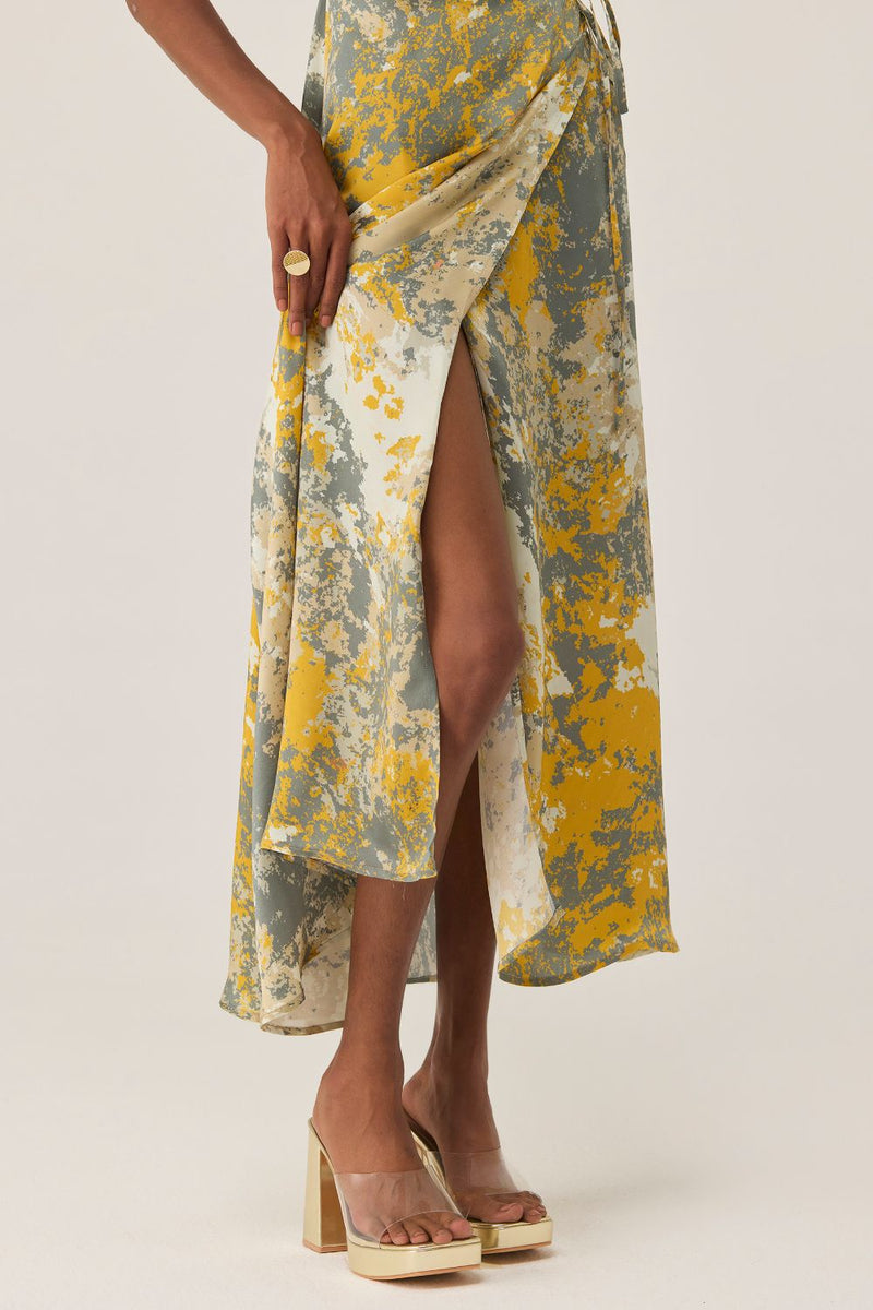 Gold Autumn Sleeveless Wrap Dress by World of SiSa for women in Singapore