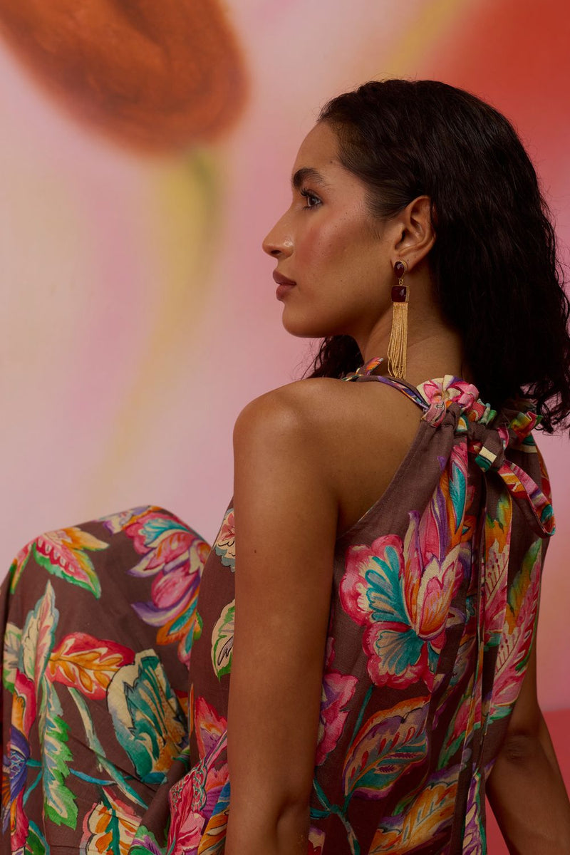 Cocoa Chintz Maxi Dress cotton by World of SiSa for women in Singapore