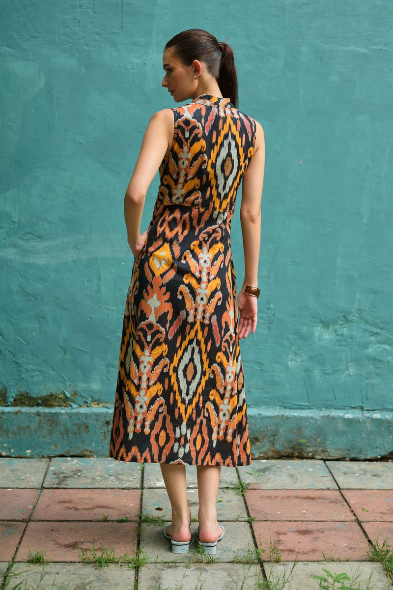 Bohemian Ikat Tie-Knot Dress cotton by World of SiSa for women in Singapore