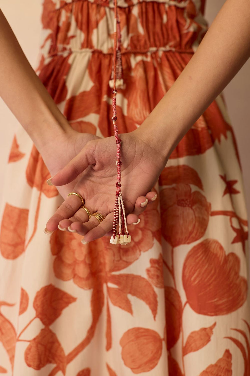 Hibiscus Anaar Smocked Bodice Maxi Dress - Coral cotton by World of SiSa for women in Singapore