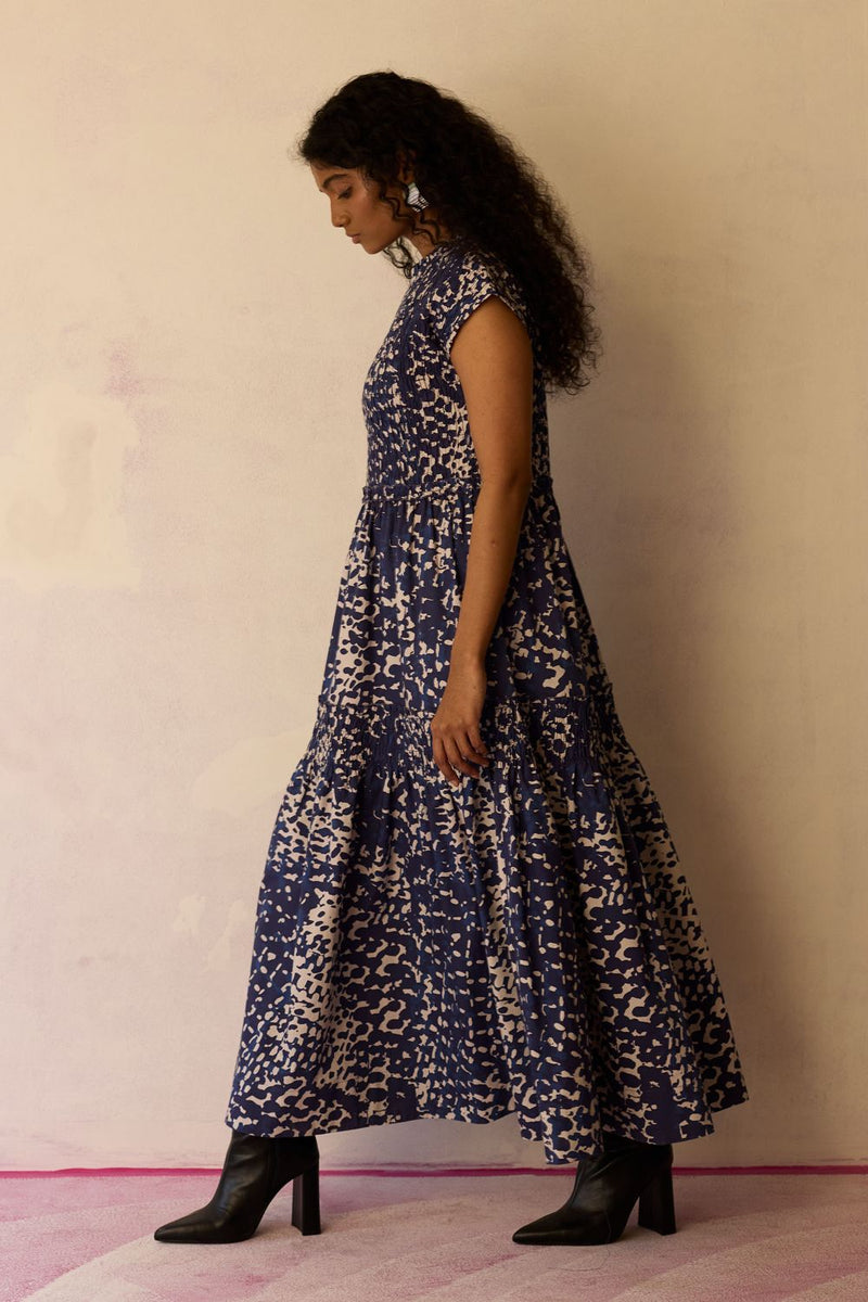 Dapple Hand-Painted Tiered Maxi Dress cotton by World of SiSa for women in Singapore