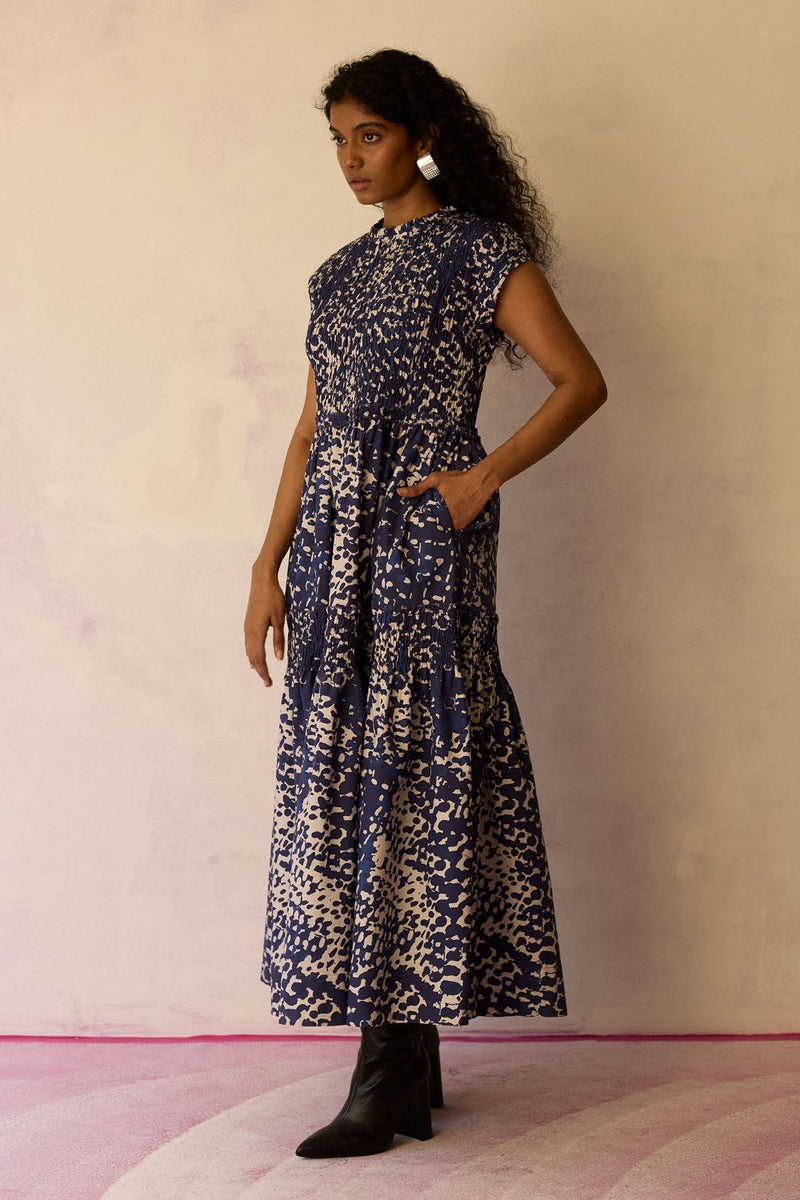 Dapple Hand-Painted Tiered Maxi Dress cotton by World of SiSa for women in Singapore
