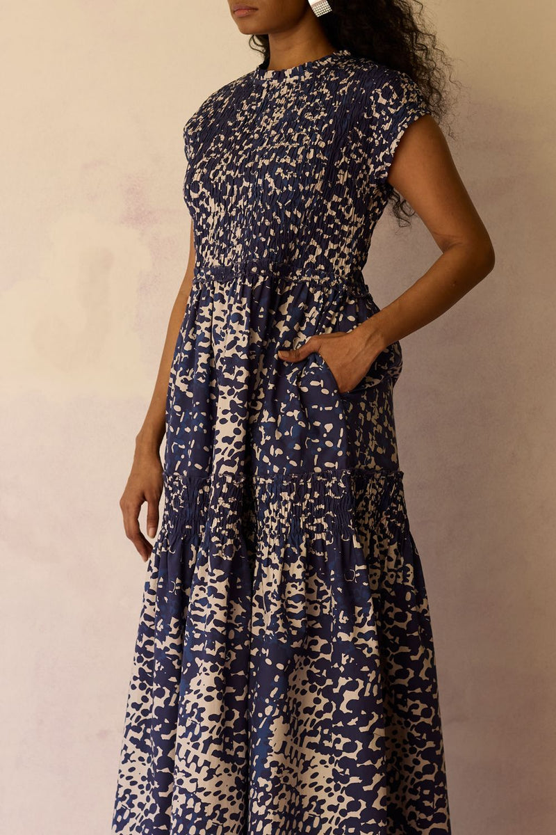 Dapple Hand-Painted Tiered Maxi Dress cotton by World of SiSa for women in Singapore