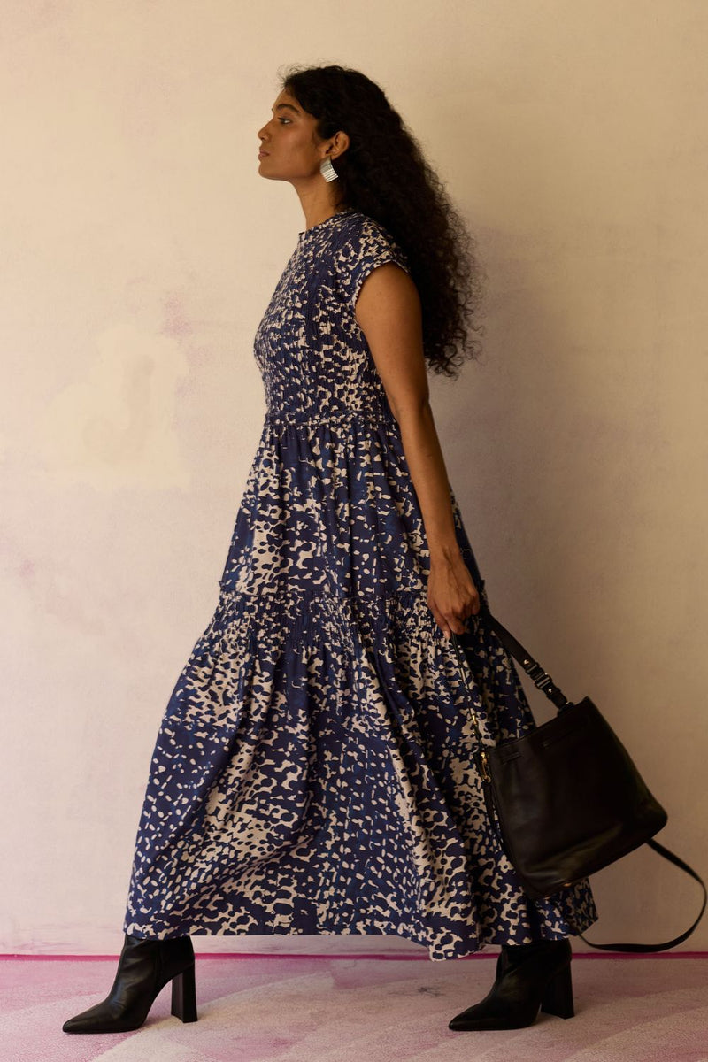 Dapple Hand-Painted Tiered Maxi Dress cotton by World of SiSa for women in Singapore