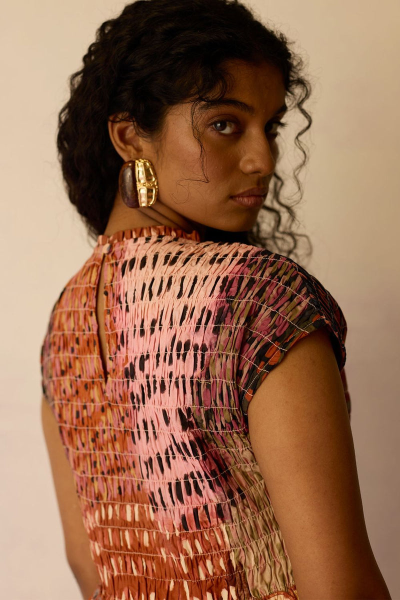 Ember Hand-Painted Tiered Maxi Dress cotton by World of SiSa for women in Singapore