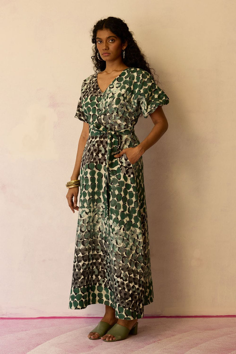 Moss Cinched-Waist Maxi Dress by World of SiSa for women in Singapore