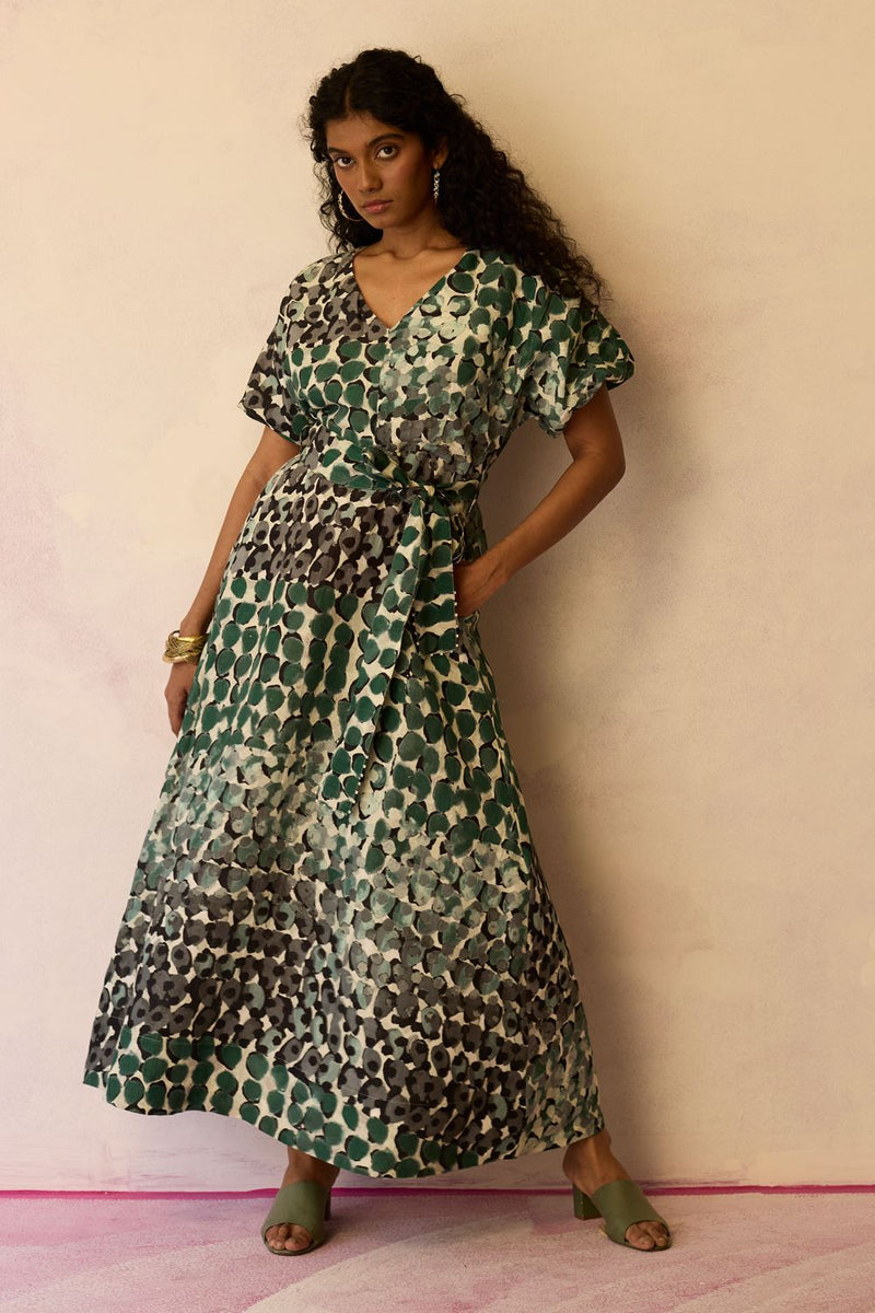 Moss Cinched-Waist Maxi Dress by World of SiSa for women in Singapore