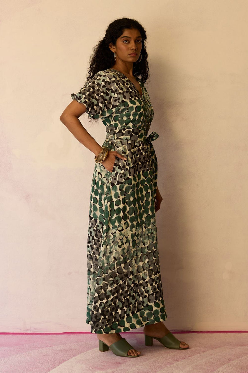 Moss Cinched-Waist Maxi Dress by World of SiSa for women in Singapore