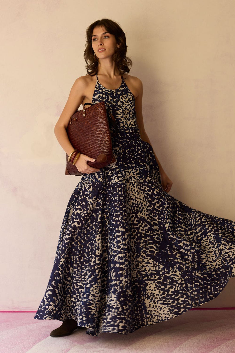 Dapple Halter Neck Sleeveless Maxi Dress by World of SiSa for women in Singapore