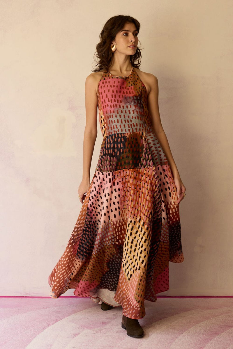 Ember Halter Neck Sleeveless Maxi Dress by World of SiSa for women in Singapore