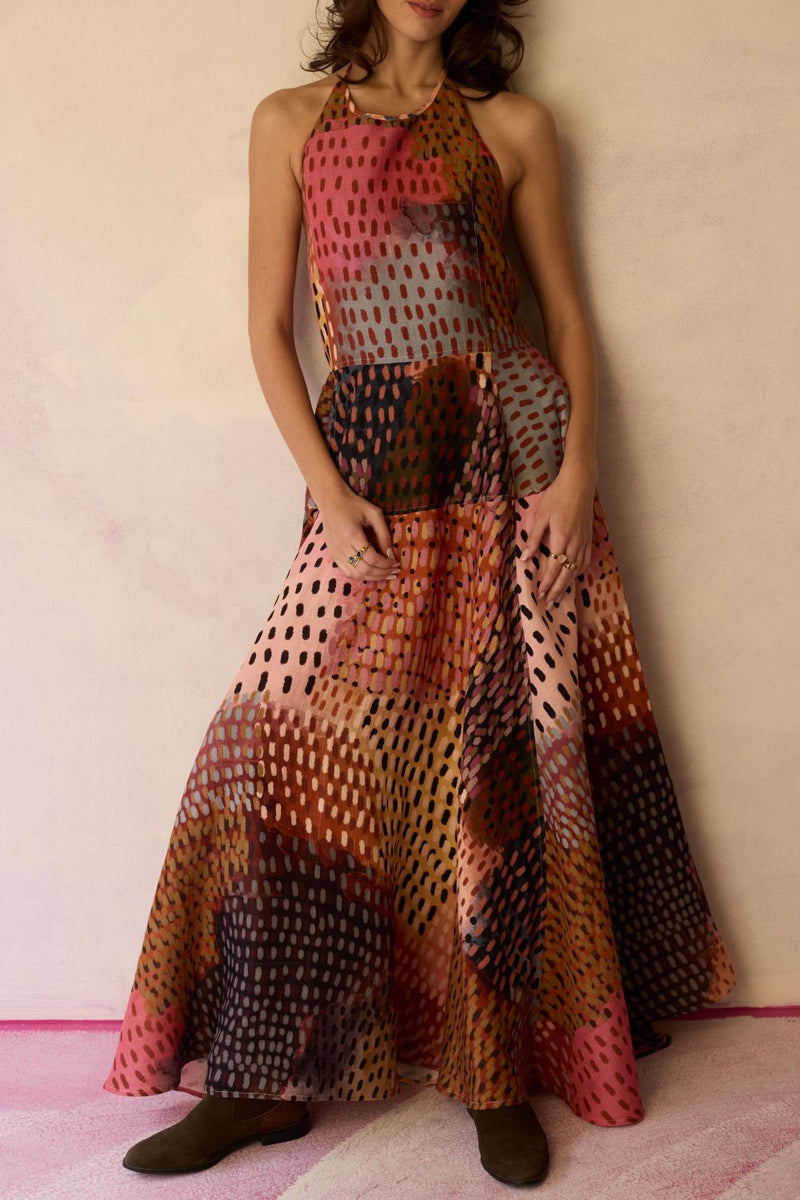 Ember Halter Neck Sleeveless Maxi Dress by World of SiSa for women in Singapore