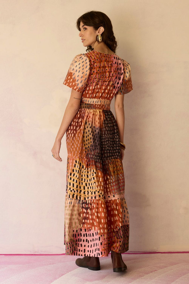 Ember Multi-tonal Tiered Maxi Dress cotton by World of SiSa for women in Singapore