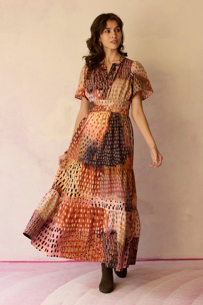 Ember Multi-tonal Tiered Maxi Dress cotton by World of SiSa for women in Singapore