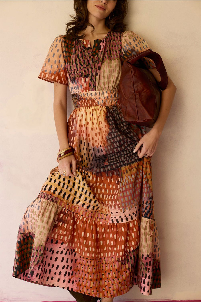 Ember Multi-tonal Tiered Maxi Dress cotton by World of SiSa for women in Singapore