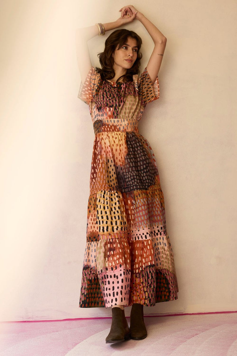 Ember Multi-tonal Tiered Maxi Dress cotton by World of SiSa for women in Singapore