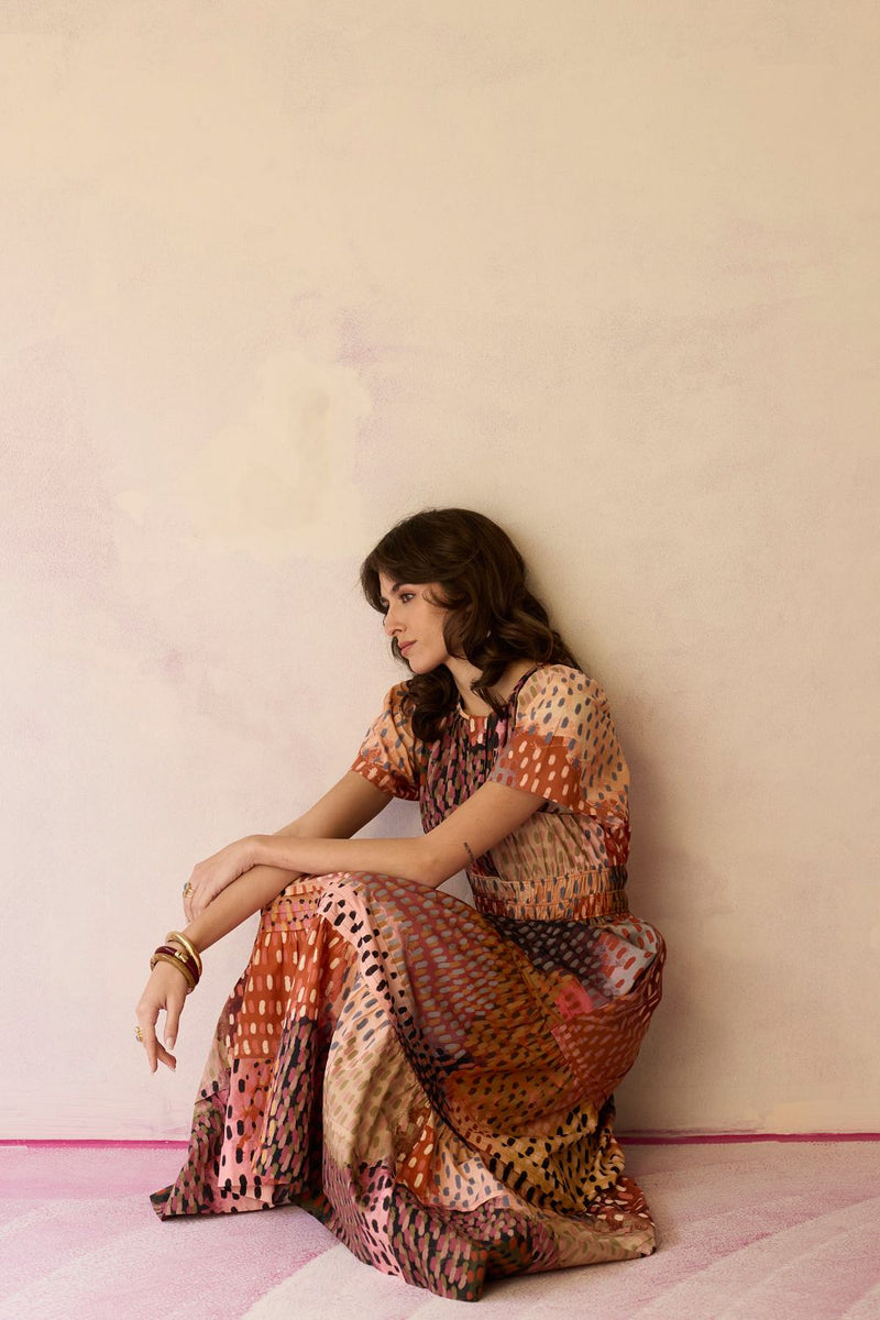 Ember Multi-tonal Tiered Maxi Dress cotton by World of SiSa for women in Singapore