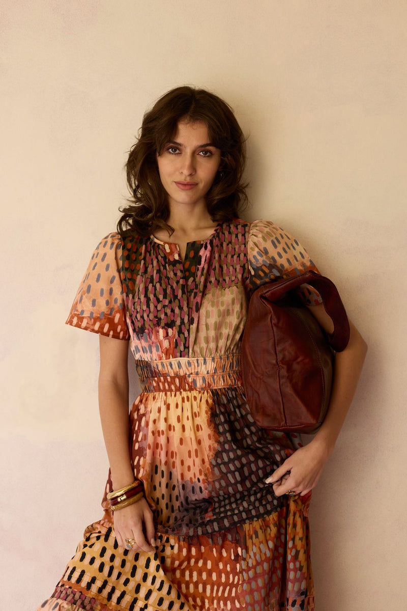 Ember Multi-tonal Tiered Maxi Dress cotton by World of SiSa for women in Singapore