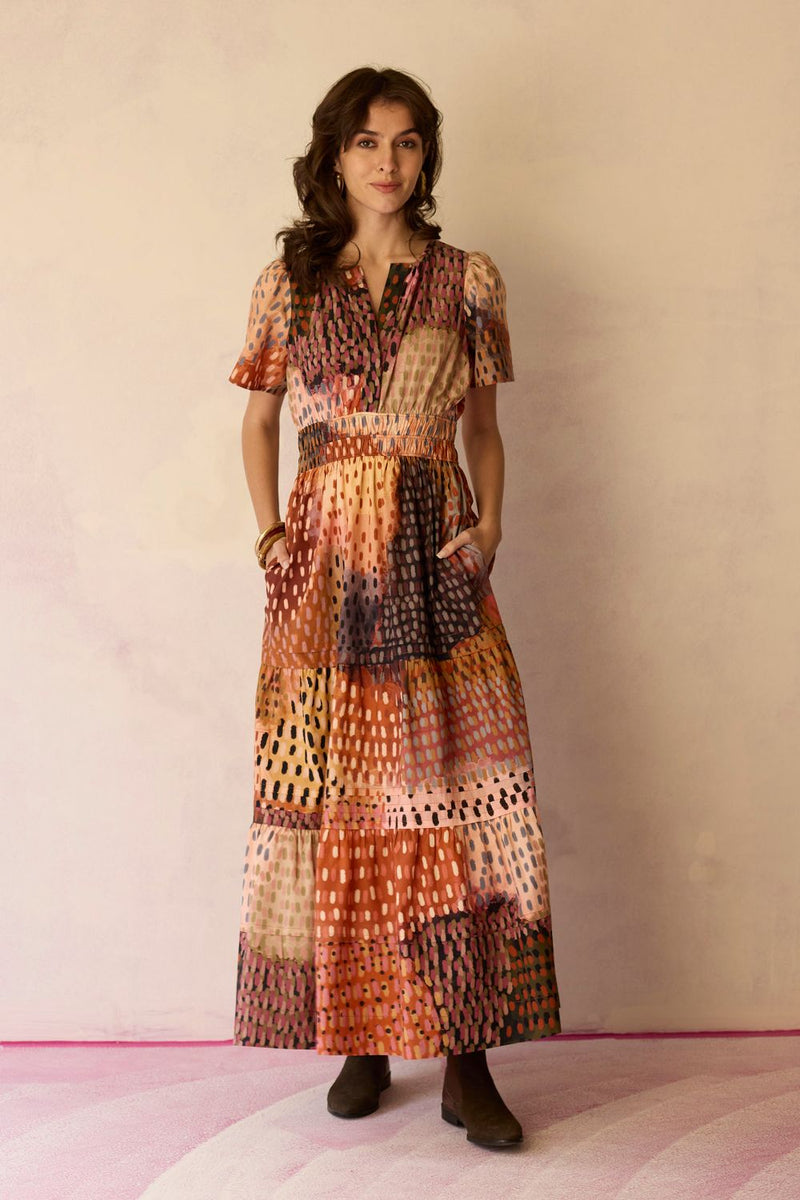 Ember Multi-tonal Tiered Maxi Dress cotton by World of SiSa for women in Singapore