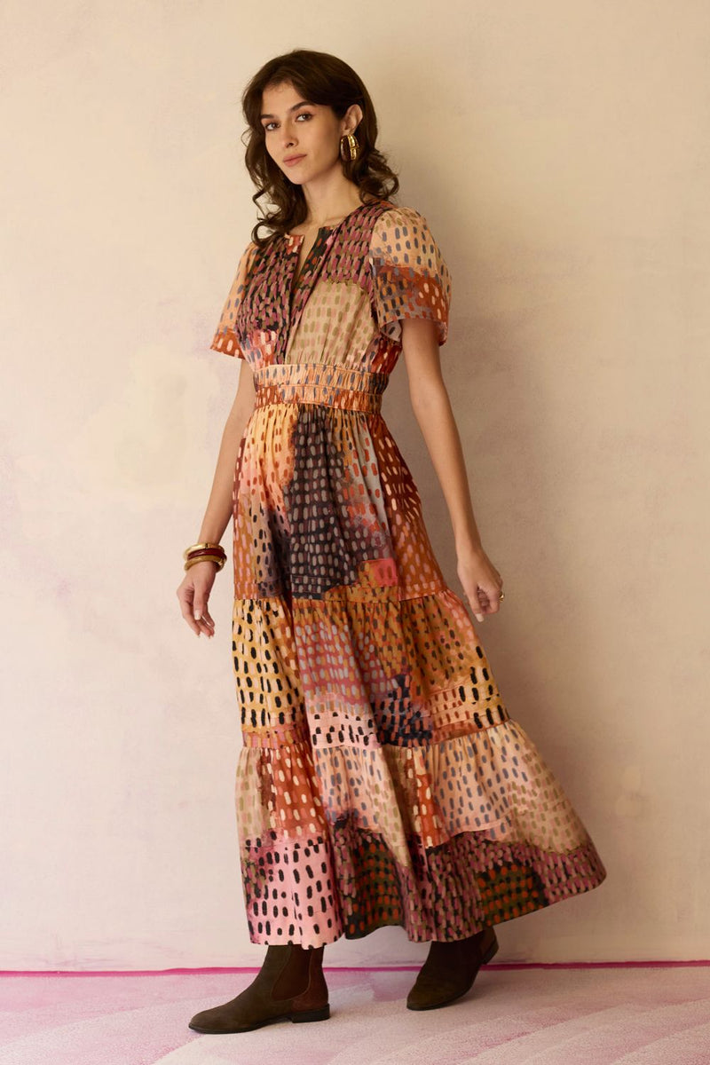 Ember Multi-tonal Tiered Maxi Dress cotton by World of SiSa for women in Singapore