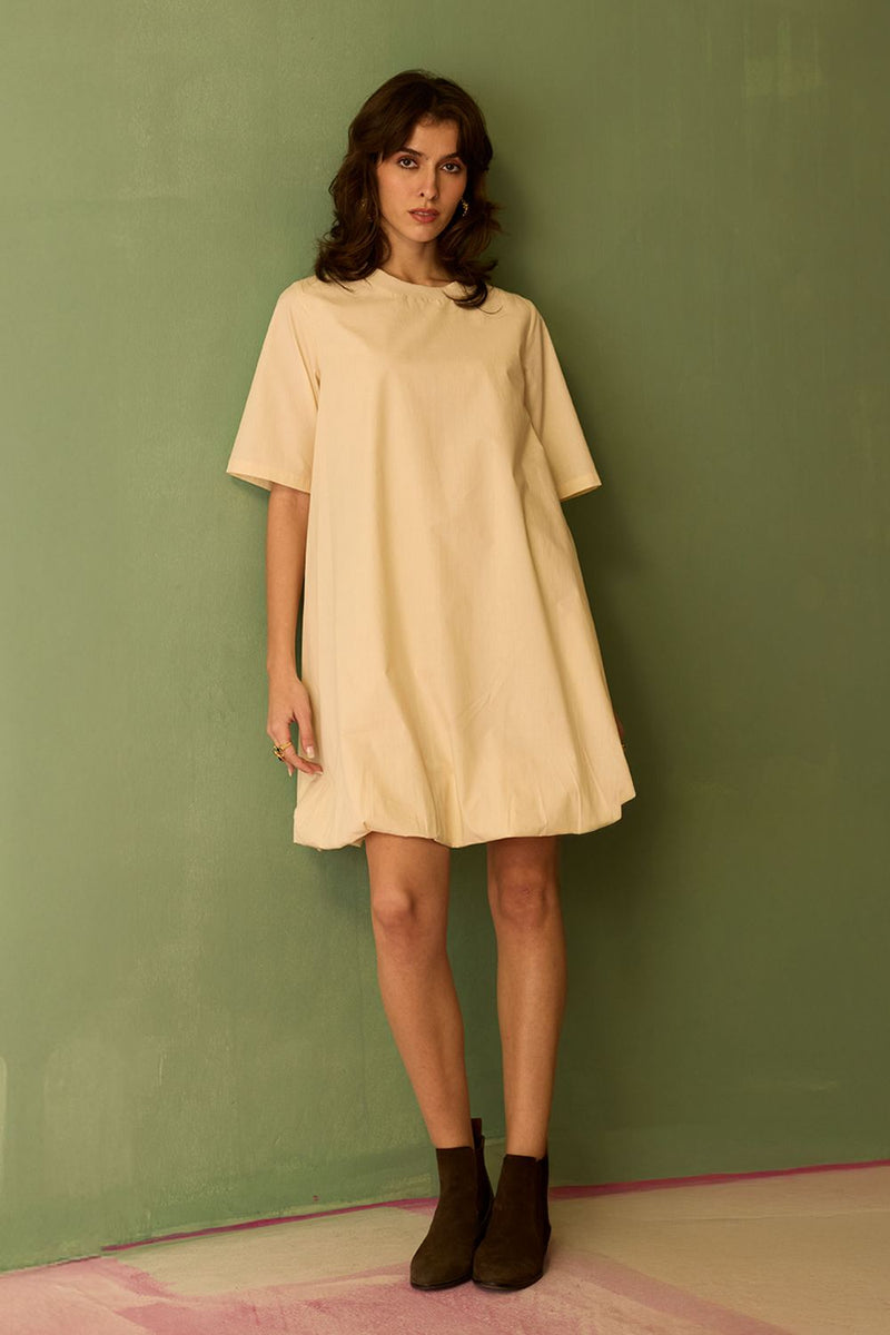 Ivory Bubble Mini Dress cotton by World of SiSa for women in Singapore