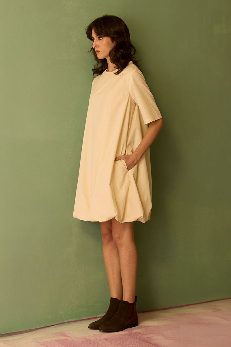 Ivory Bubble Mini Dress cotton by World of SiSa for women in Singapore