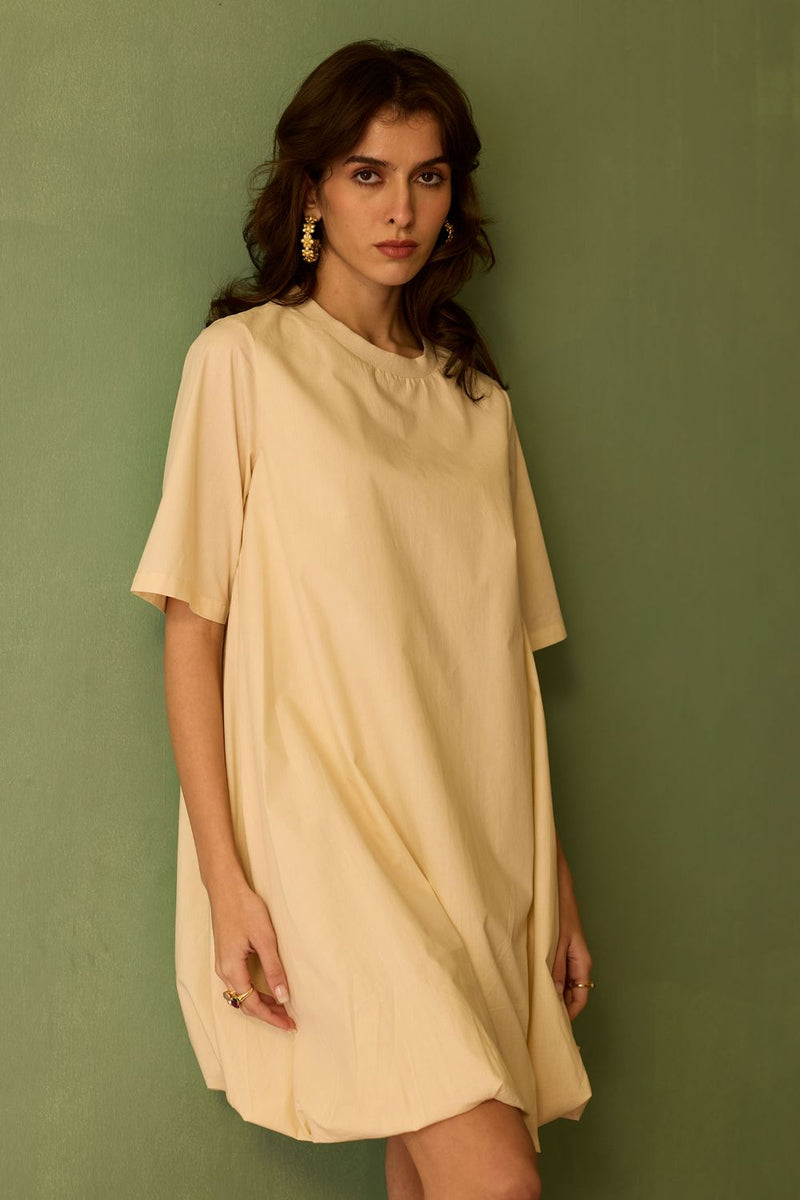 Ivory Bubble Mini Dress cotton by World of SiSa for women in Singapore
