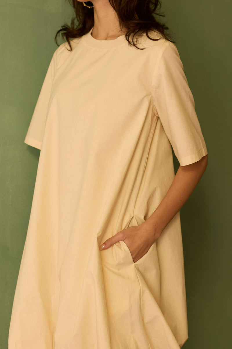 Ivory Bubble Mini Dress cotton by World of SiSa for women in Singapore