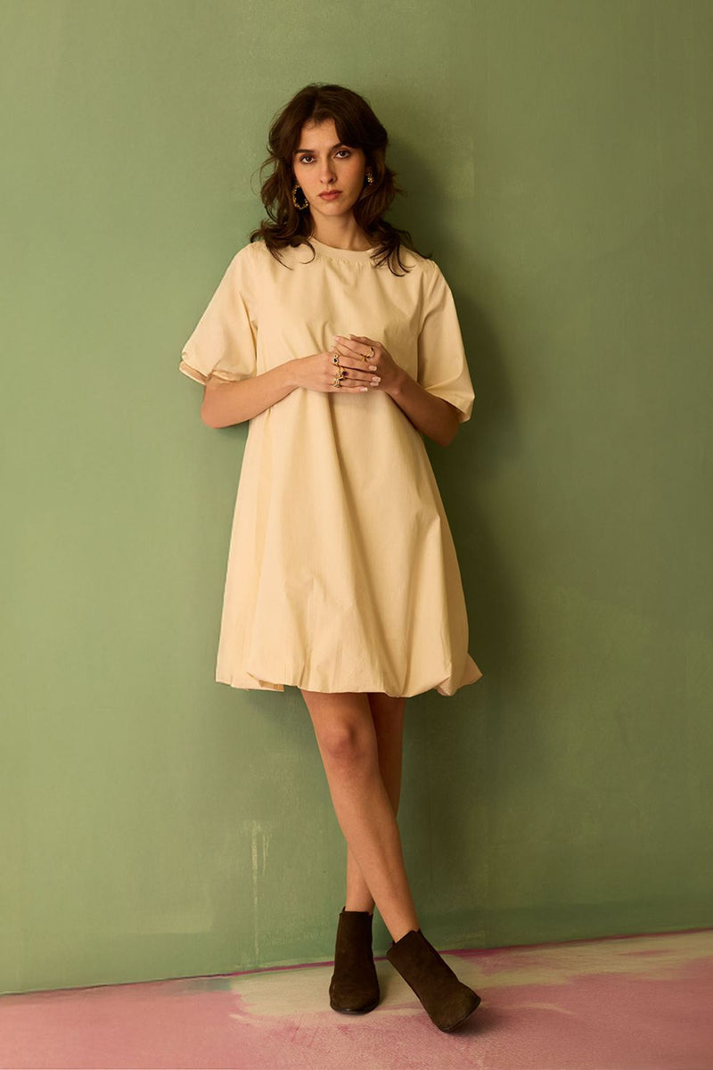 Ivory Bubble Mini Dress cotton by World of SiSa for women in Singapore