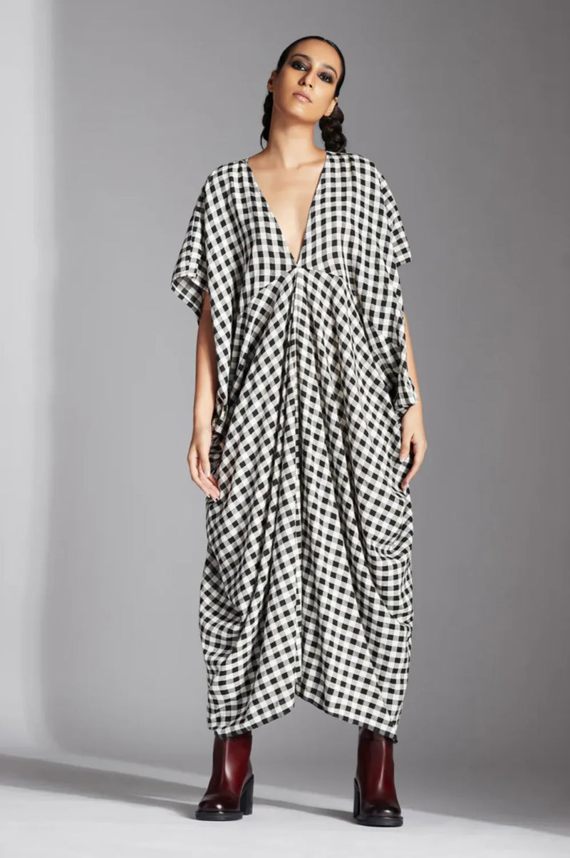 Lior Dress-Black and White mul by Chola in black color for women in Singapore